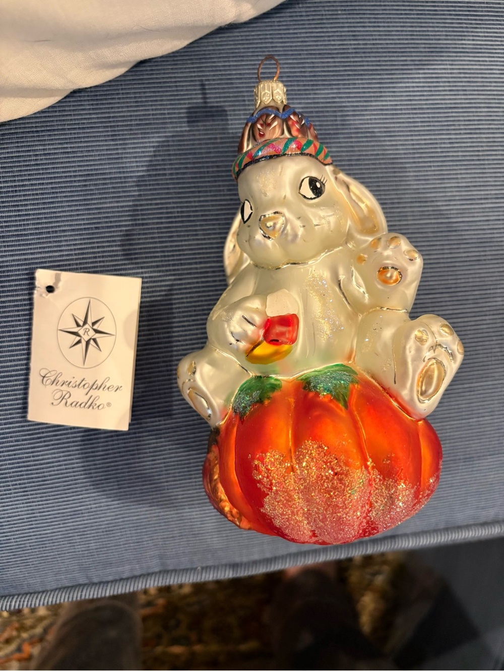 Vintage Christopher Radko βHarvest Hareβ Mouth-Blown Glass Ornament